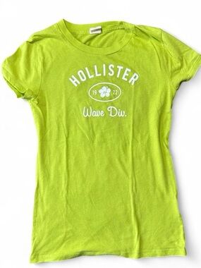 Hollister Bright Green Slim Fit Tee Y2K Size M (Fits S/XS)